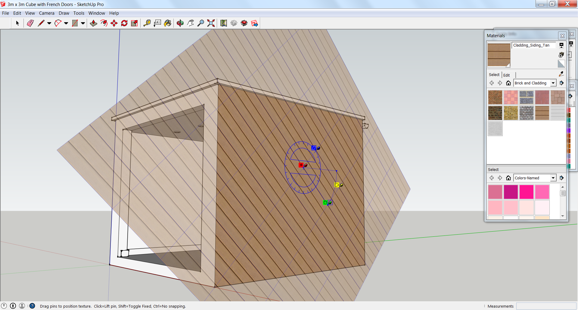 Select the green pin and rotate the texture 90 degrees