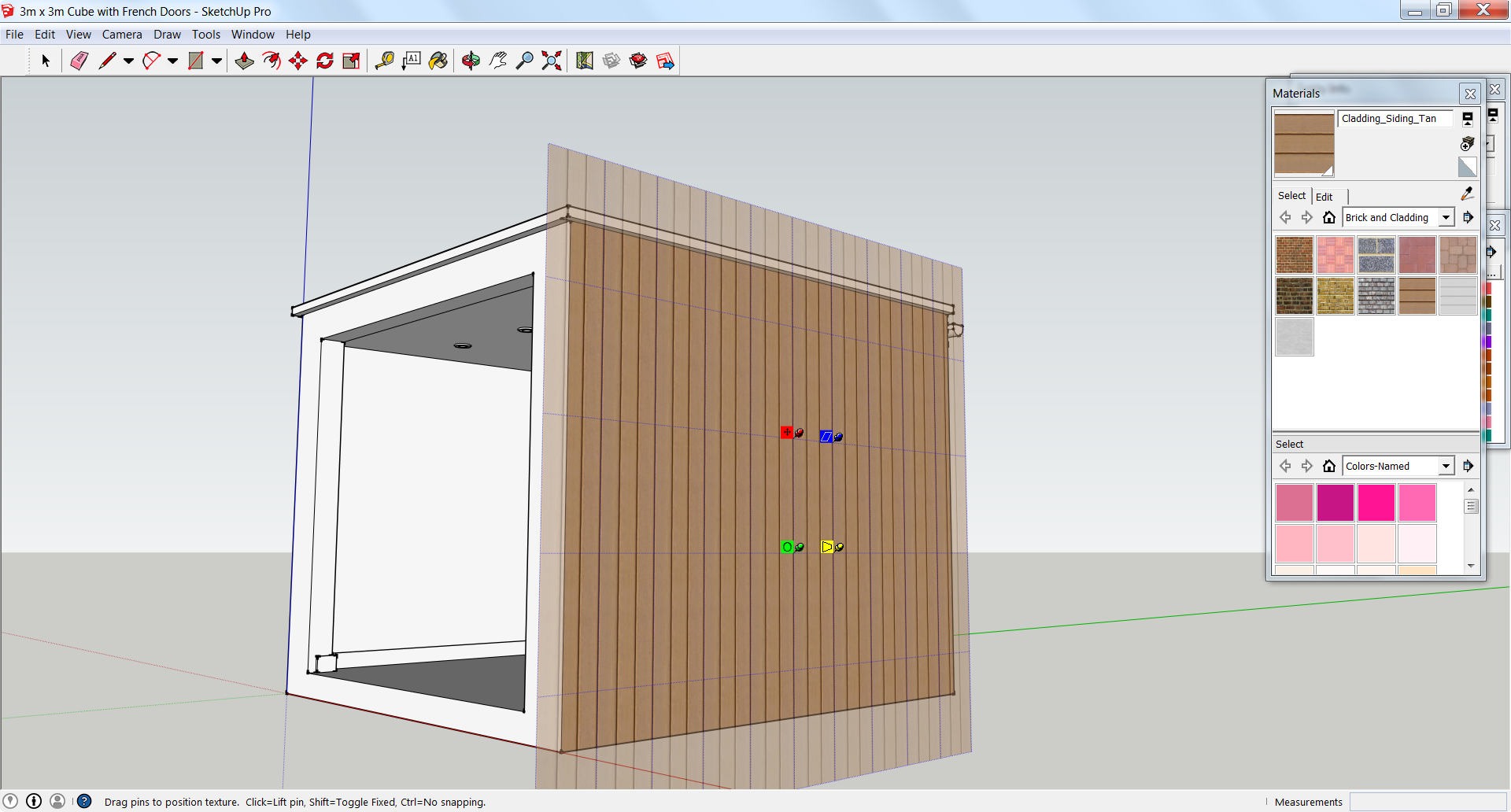 Use the blue pin if you need to resize the width of the cladding